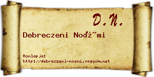 Debreczeni Noémi névjegykártya